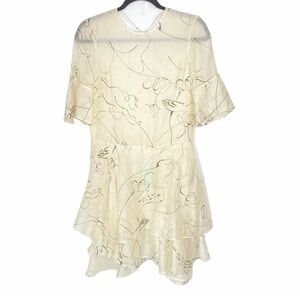 H&M Conscious Cream/Black Handwriting Tiered Ruffle Fairy/Whimsy Dress Sz 4